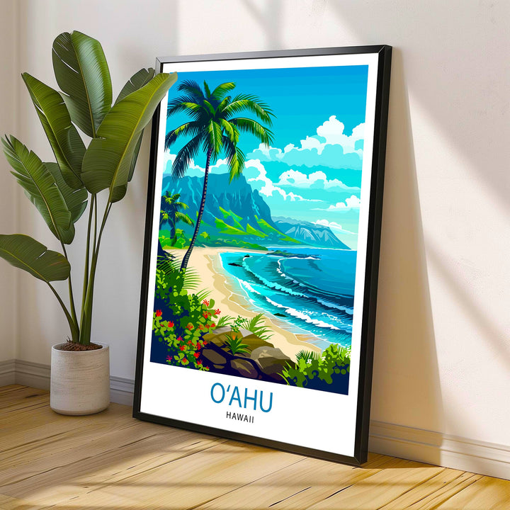 Oahu Hawaii Travel Print Wall Decor Wall Art Oahu Wall Hanging Home Décor Oahu Gift Art Lovers Hawaii Art Lover Gift Print Art