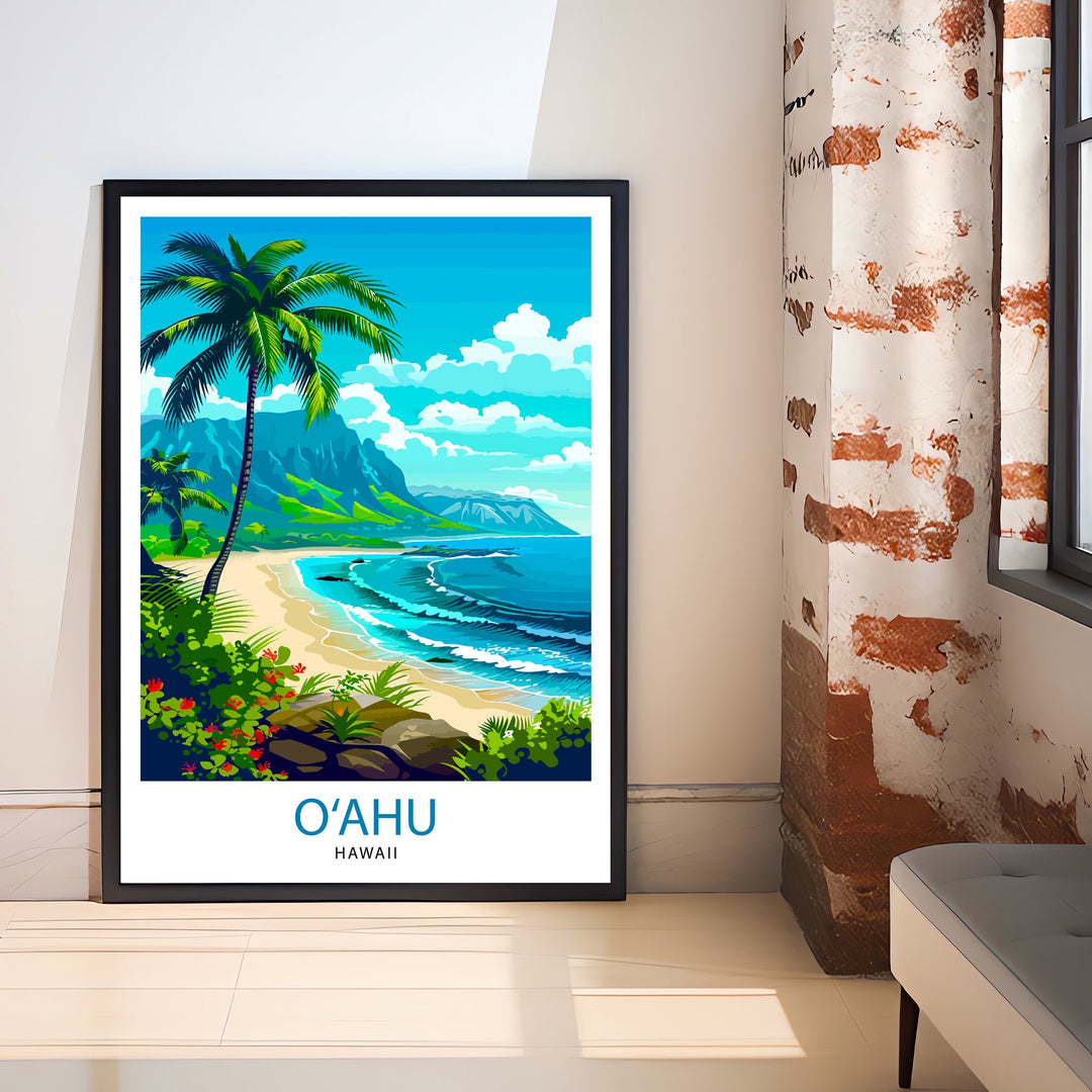 Oahu Hawaii Travel Poster