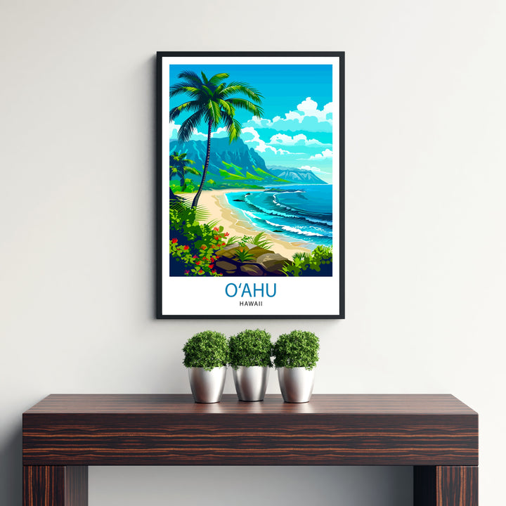 Oahu Hawaii Travel Print Wall Decor Wall Art Oahu Wall Hanging Home Décor Oahu Gift Art Lovers Hawaii Art Lover Gift Print Art