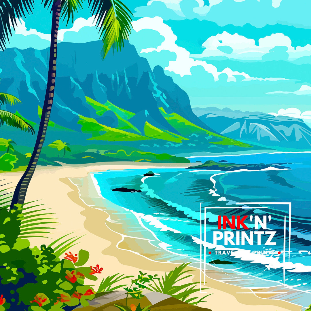 Oahu Hawaii Travel Poster