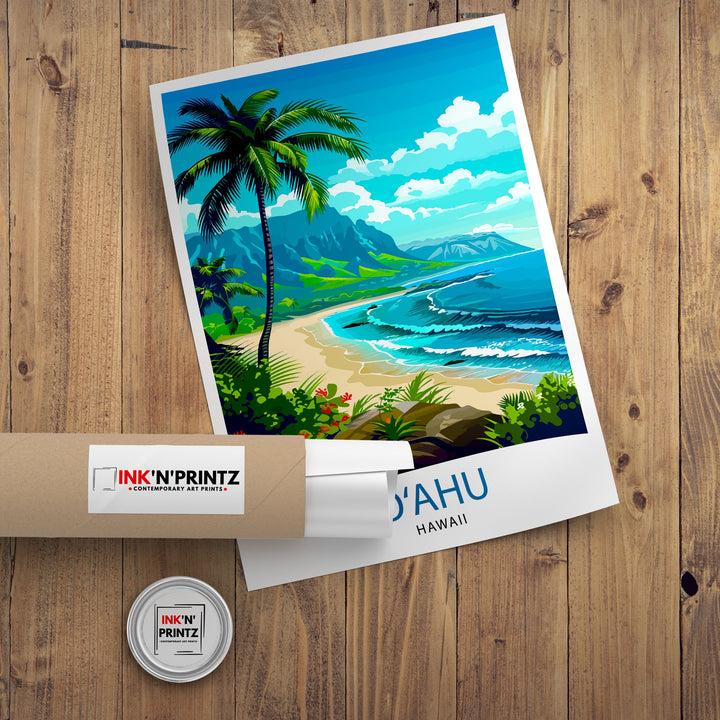 Oahu Hawaii Travel Print Wall Decor Wall Art Oahu Wall Hanging Home Décor Oahu Gift Art Lovers Hawaii Art Lover Gift Print Art