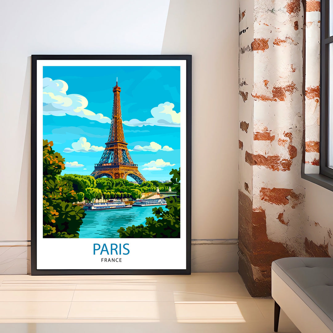 Paris France Travel Print Paris Wall Art Eiffel Tower Art France Travel Poster Paris Home Decor French Illustration Parisian Art Print