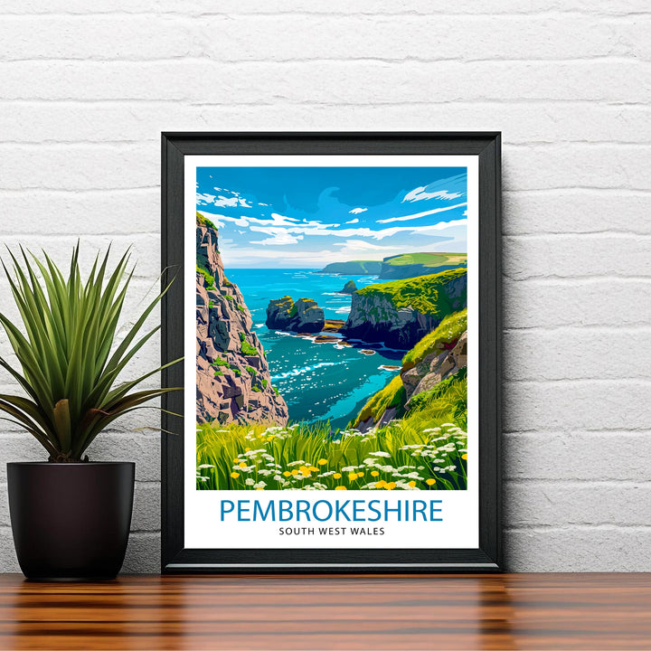 Pembrokeshire Wales Travel Poster