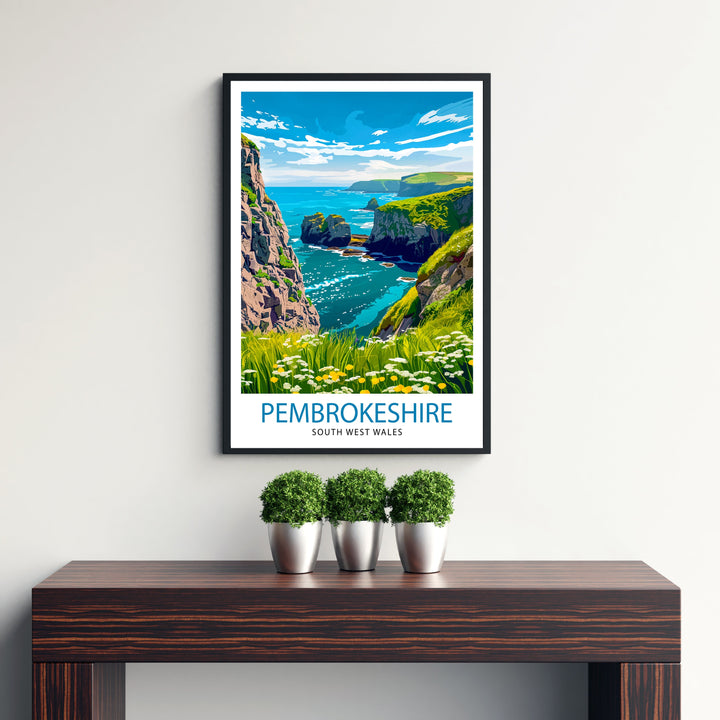 Pembrokeshire Wales Travel Poster