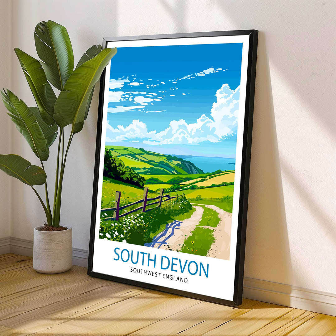 Devon Travel Print Devon Wall Decor Devon Home Living Decor Devon Illustration Travel Poster Gift for Devon UK Home Decor