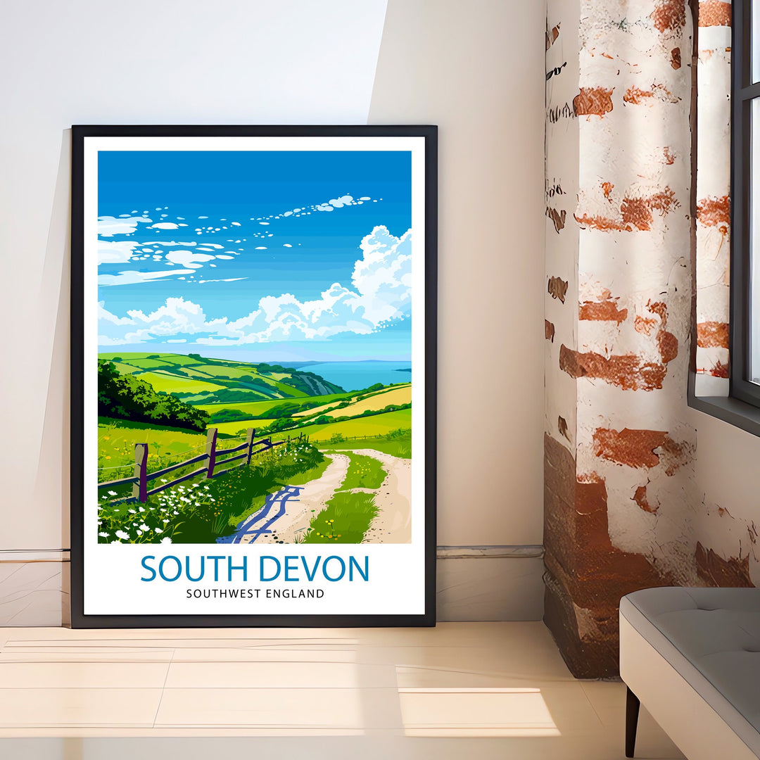 Devon Travel Print Devon Wall Decor Devon Home Living Decor Devon Illustration Travel Poster Gift for Devon UK Home Decor