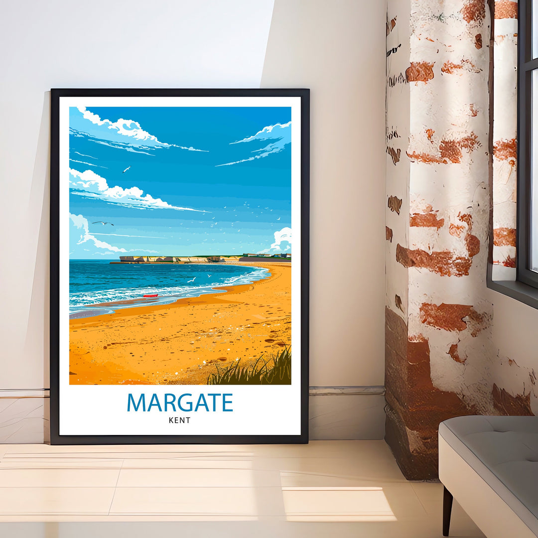 Margate Beach Kent Travel Print Wall Decor Wall Art Margate Beach Wall Hanging Home Décor Margate Beach Gift Art Lovers British Art Lover