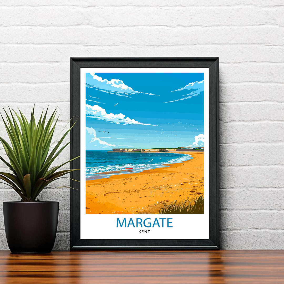 Margate Beach Kent Travel Print Wall Decor Wall Art Margate Beach Wall Hanging Home Décor Margate Beach Gift Art Lovers British Art Lover