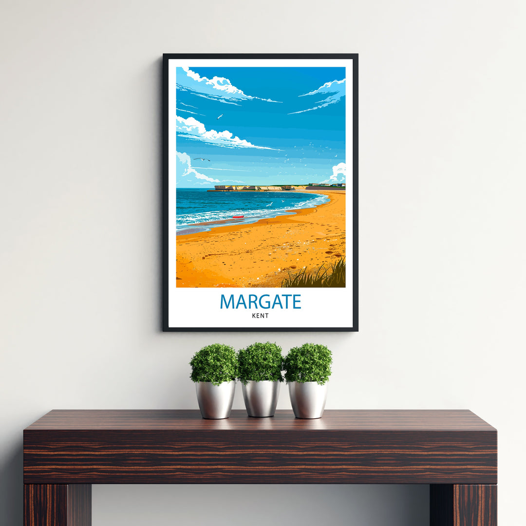 Margate Beach Kent Travel Print Wall Decor Wall Art Margate Beach Wall Hanging Home Décor Margate Beach Gift Art Lovers British Art Lover