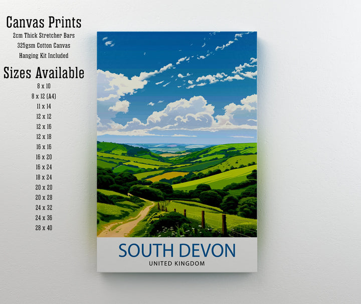 South Devon England Travel Print Wall Decor Wall Art South Devon Wall Hanging Home Décor South Devon Gift Art Lovers UK Art Lover Gift