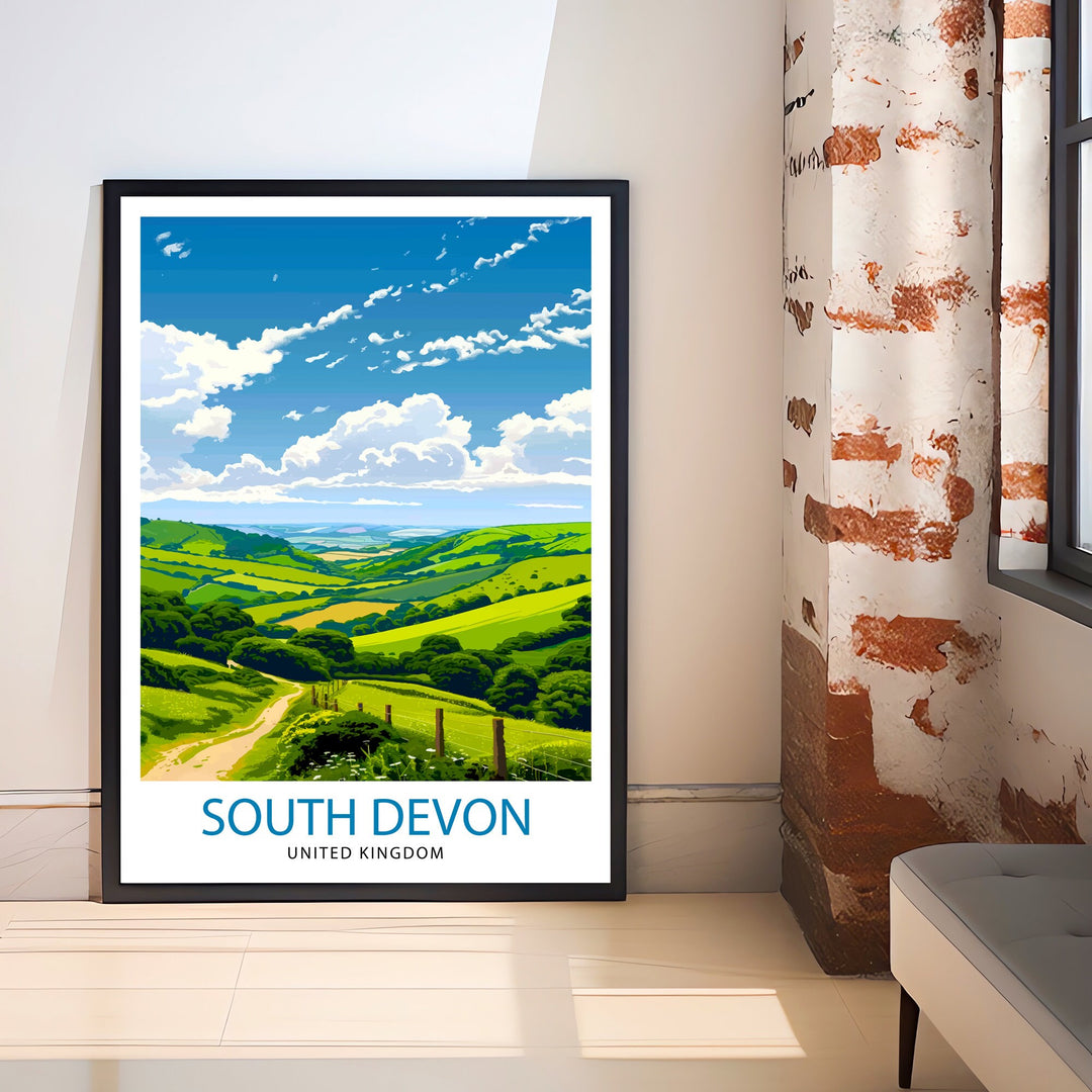 South Devon England Travel Print Wall Decor Wall Art South Devon Wall Hanging Home Décor South Devon Gift Art Lovers UK Art Lover Gift