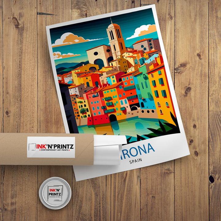 Girona Spain Travel Poster Girona