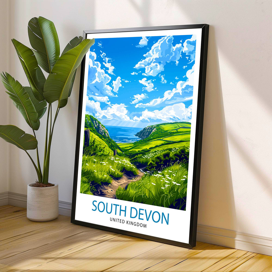 Devon Travel Print Devon Wall Decor Devon Home Living Decor Devon Illustration Travel Poster Gift for Devon UK Home Decor