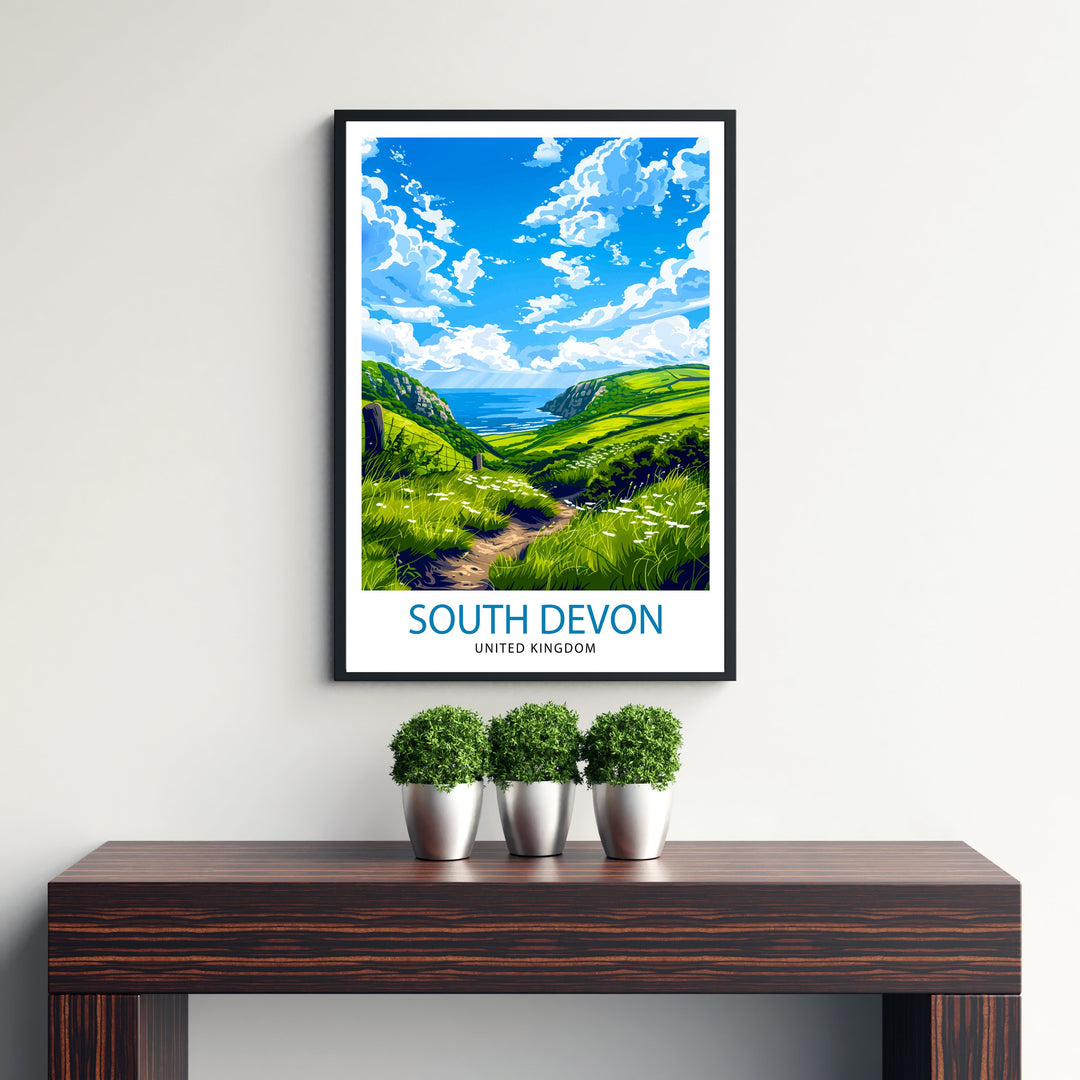 Devon Travel Print Devon Wall Decor Devon Home Living Decor Devon Illustration Travel Poster Gift for Devon UK Home Decor