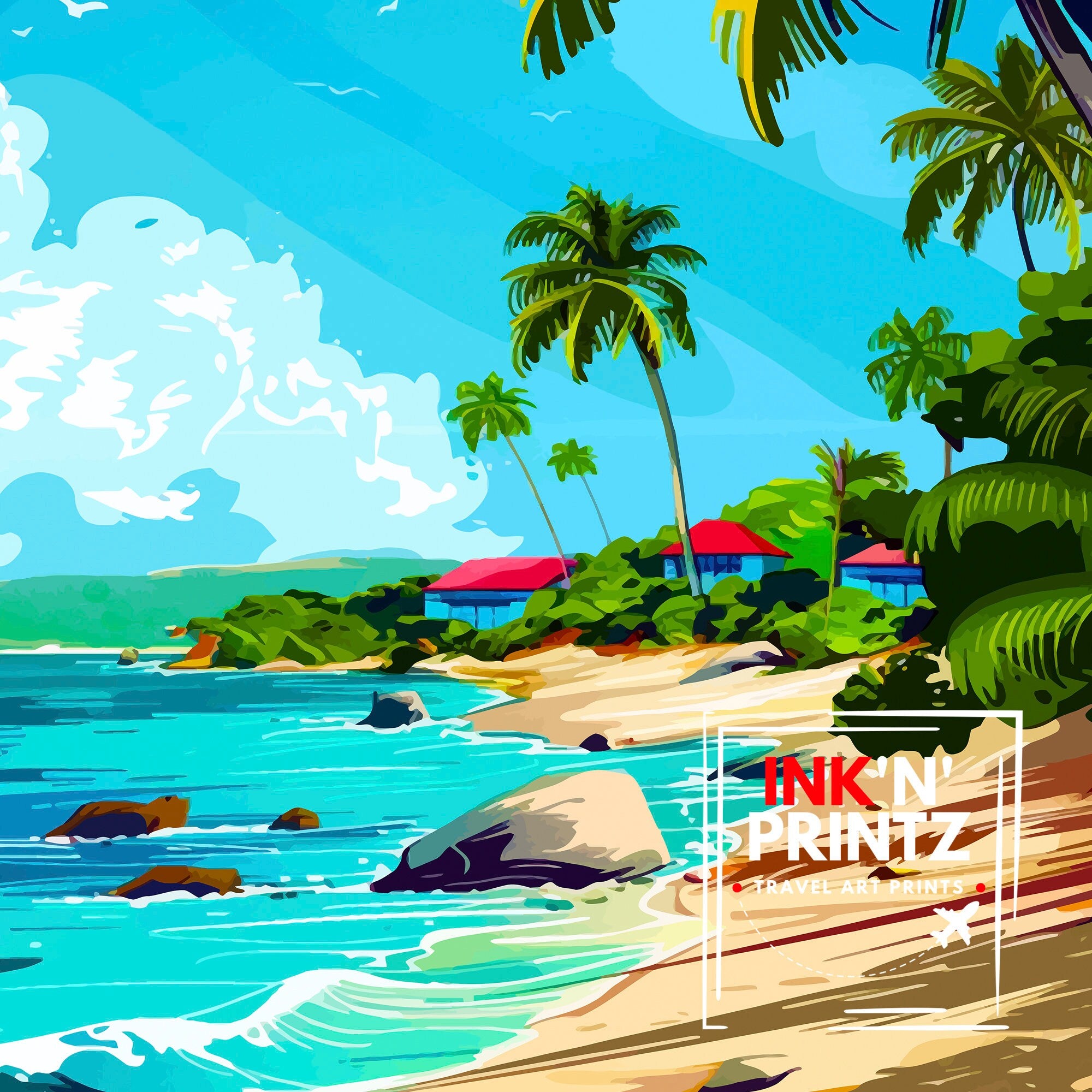 Barbados Travel Print Wall Decor Wall Art Barbados Wall Hanging Home Décor Barbados Gift Art Lovers Caribbean Art Lover Gift Print Art