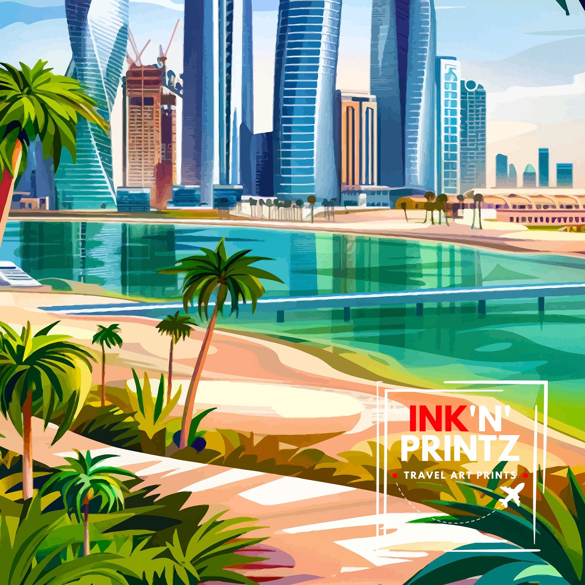 Abu Dhabi UAE Travel Print Wall Decor Wall Art Abu Dhabi Wall Hanging Home Décor Abu Dhabi Gift Art Lovers UAE Art Lover Gift Print Art