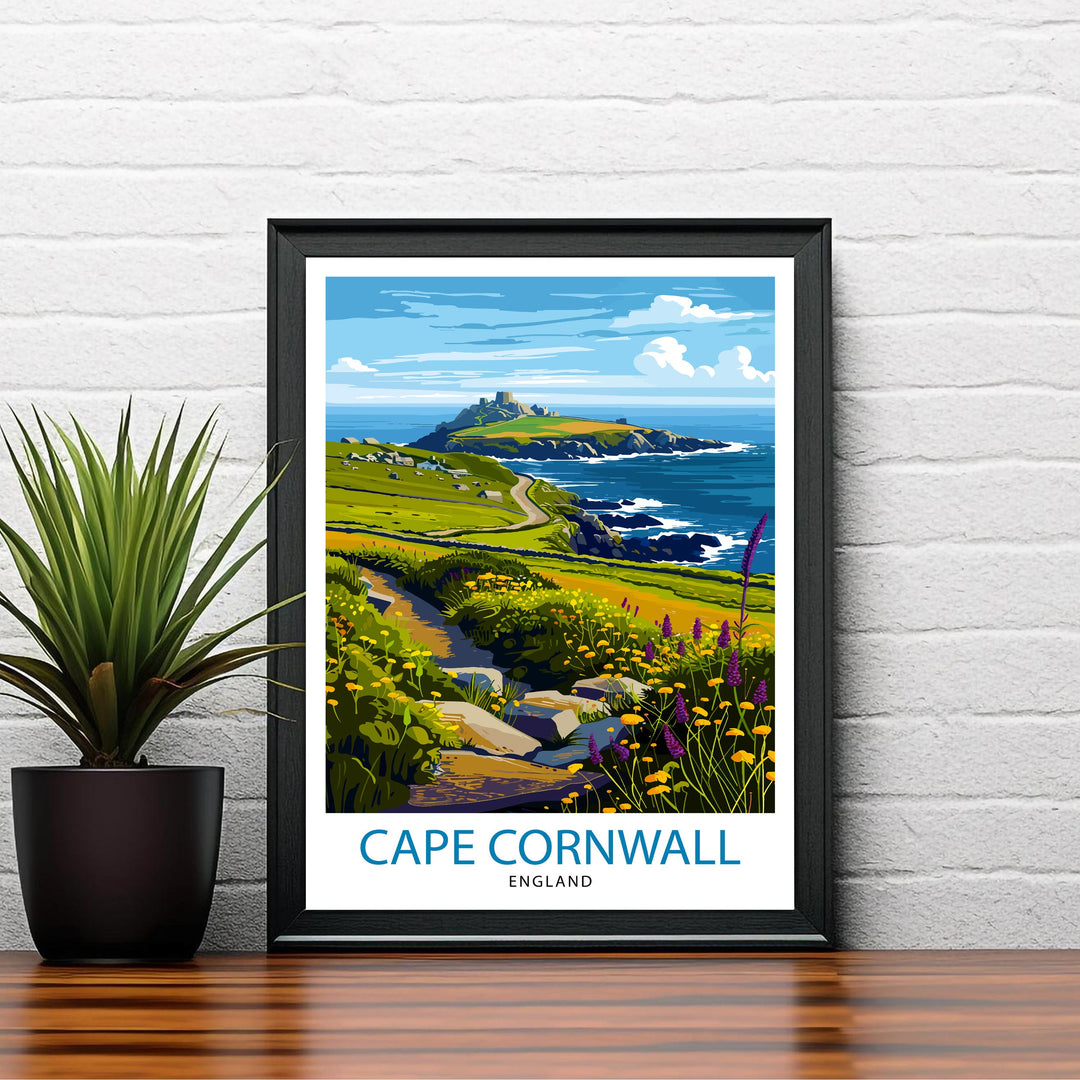 Cape Cornwall England Travel Print Wall Decor Wall Art Cape Cornwall Wall Hanging Home Décor Cape Cornwall Gift Art Lovers England