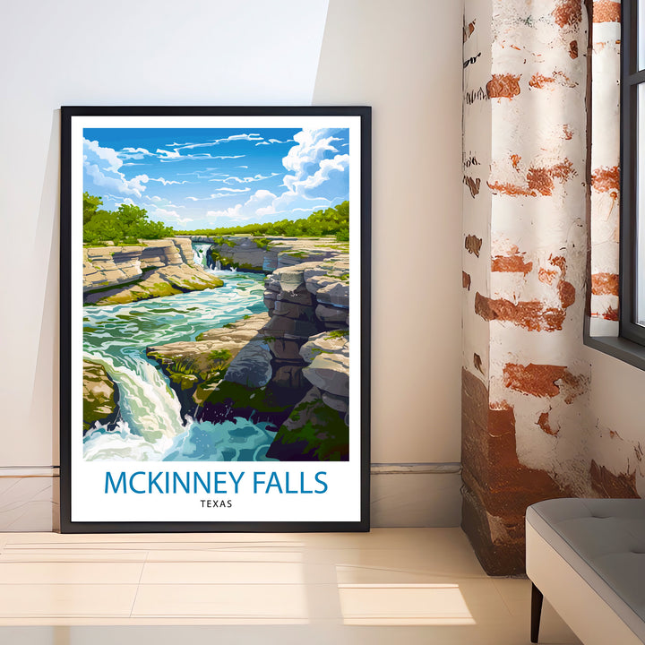 McKinney Falls Texas Travel Print Wall Decor Wall Art McKinney Falls Wall Hanging Home Décor McKinney Falls Gift Art Lovers Texas Art