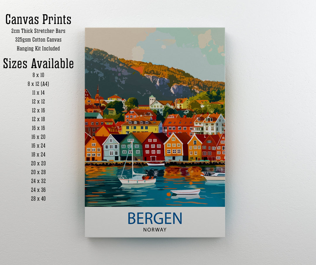 Bergen Norway Travel Print Wall Decor Wall Art Bergen Wall Hanging Home Décor Bergen Gift Art Lovers Norway Art Lover Gift Print Art