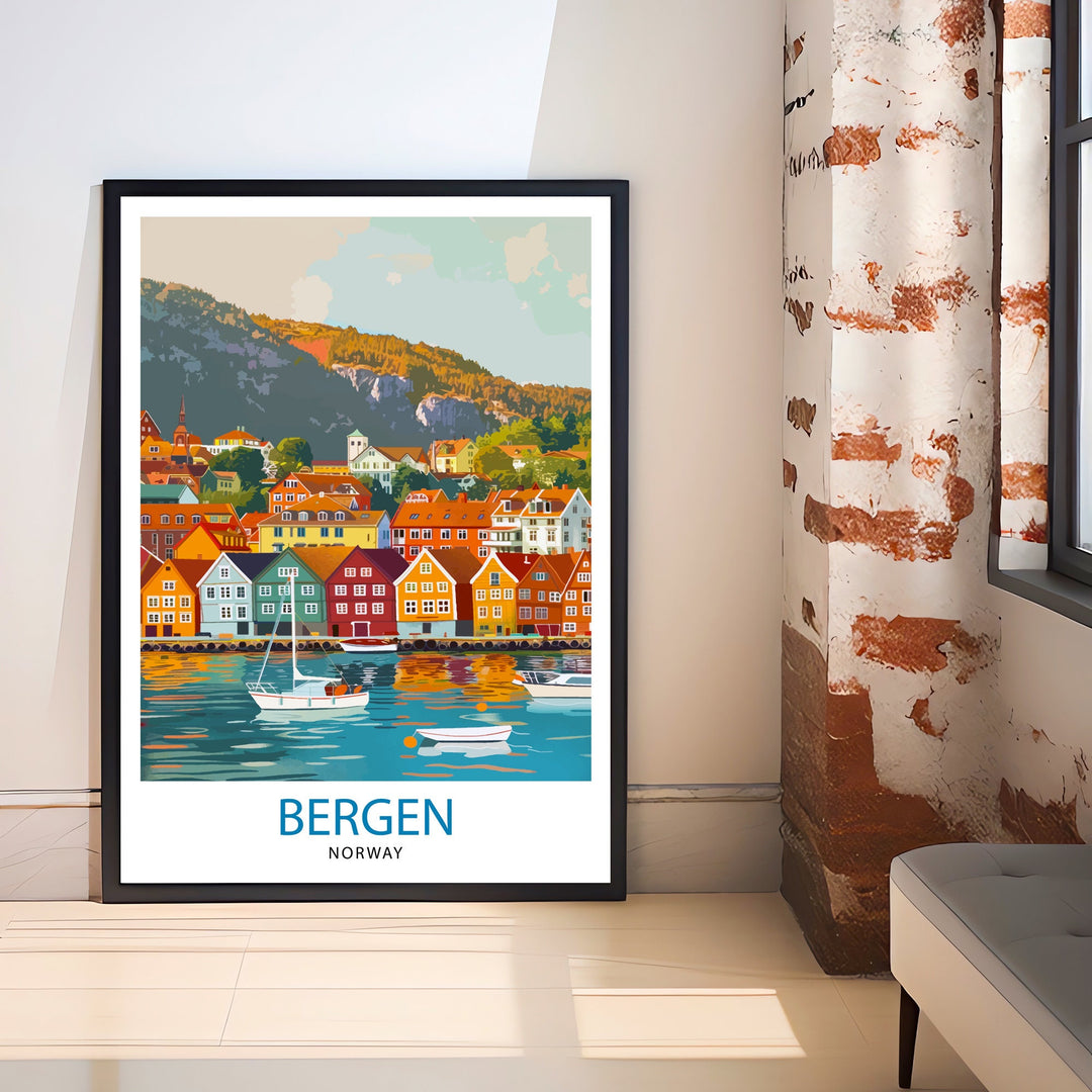 Bergen Norway Travel Print Wall Decor Wall Art Bergen Wall Hanging Home Décor Bergen Gift Art Lovers Norway Art Lover Gift Print Art