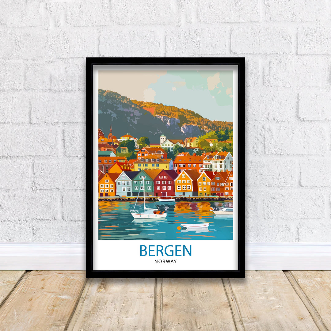 Bergen Norway Travel Print Wall Decor Wall Art Bergen Wall Hanging Home Décor Bergen Gift Art Lovers Norway Art Lover Gift Print Art