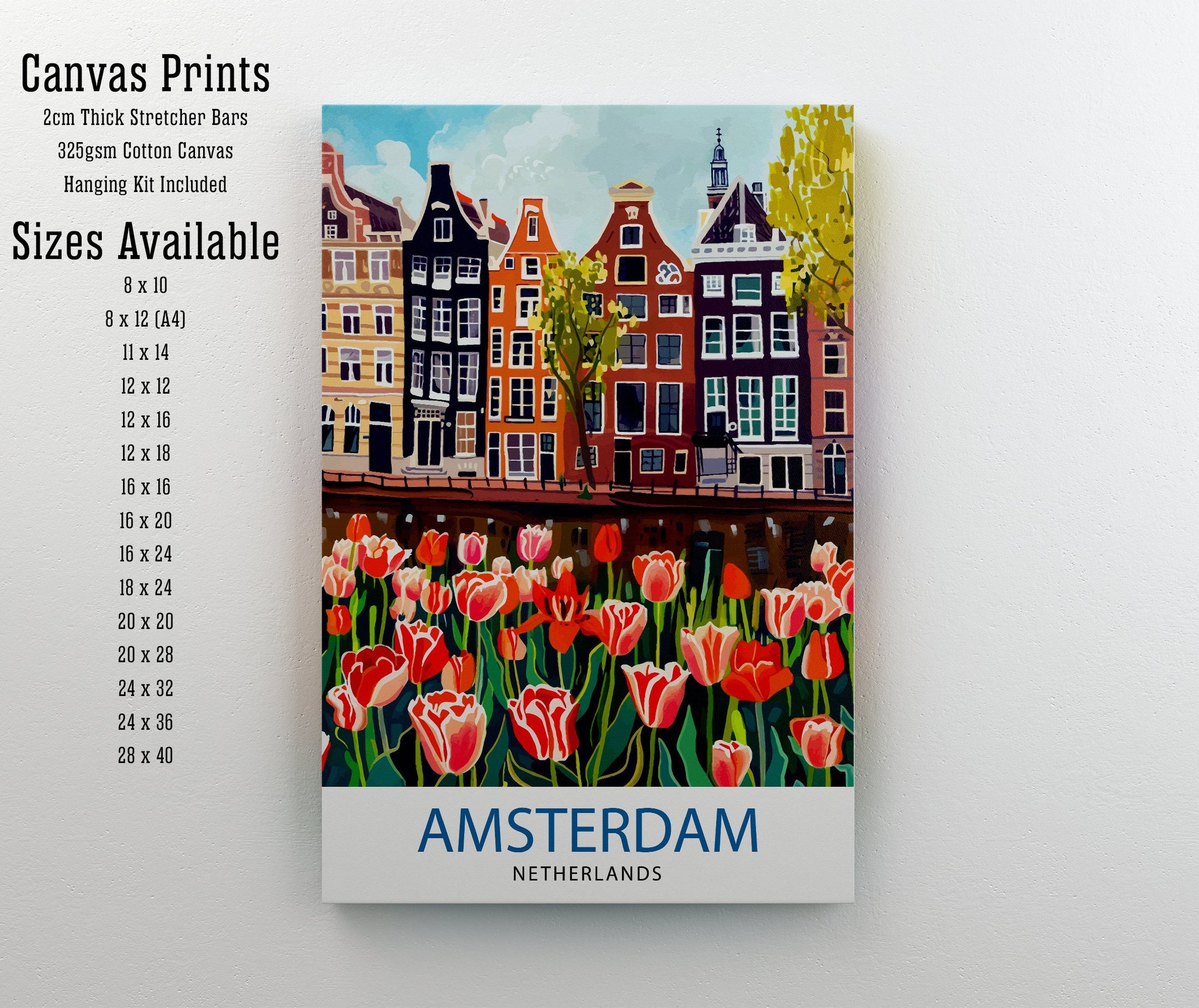 Amsterdam Netherlands Travel Print Wall Decor Wall Art Amsterdam Wall Hanging Home Décor Amsterdam Gift Art Lovers Netherlands Art