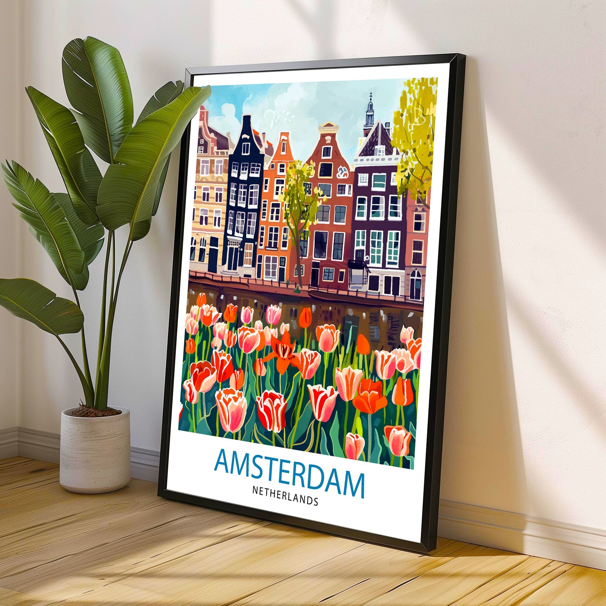 Amsterdam Netherlands Travel Print Wall Decor Wall Art Amsterdam Wall Hanging Home Décor Amsterdam Gift Art Lovers Netherlands Art