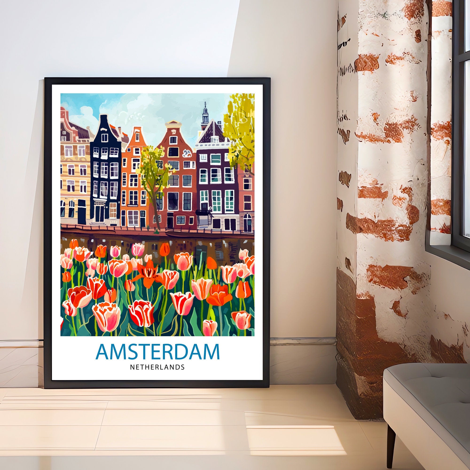Amsterdam Netherlands Travel Print Wall Decor Wall Art Amsterdam Wall Hanging Home Décor Amsterdam Gift Art Lovers Netherlands Art