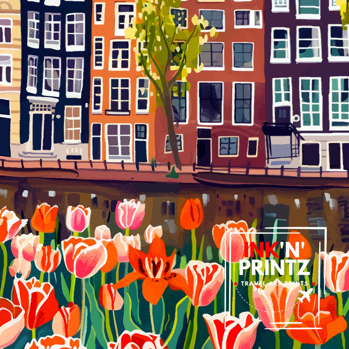 Amsterdam Netherlands Travel Poster