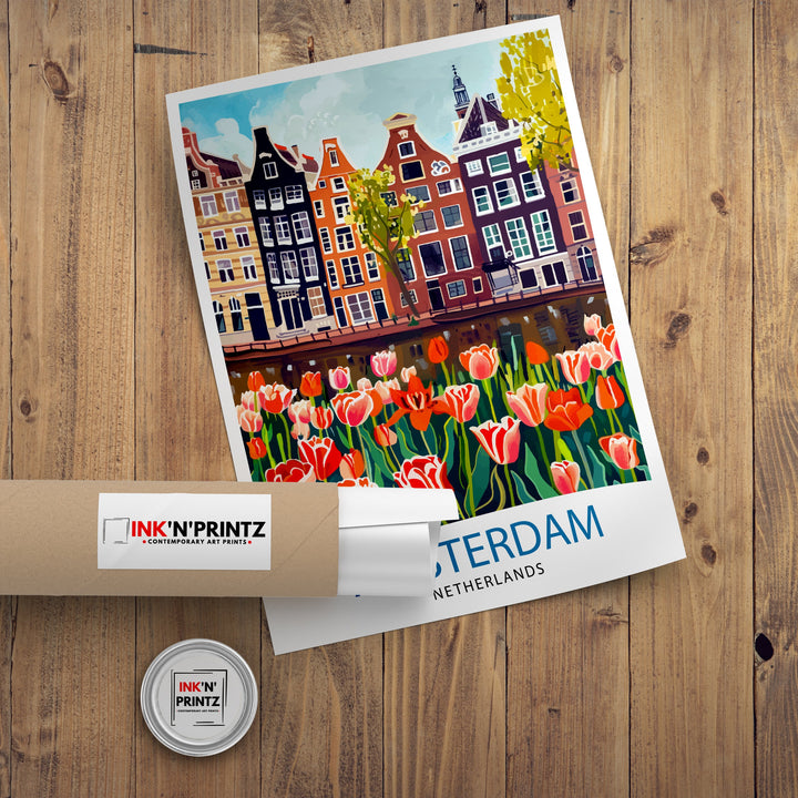 Amsterdam Netherlands Travel Poster