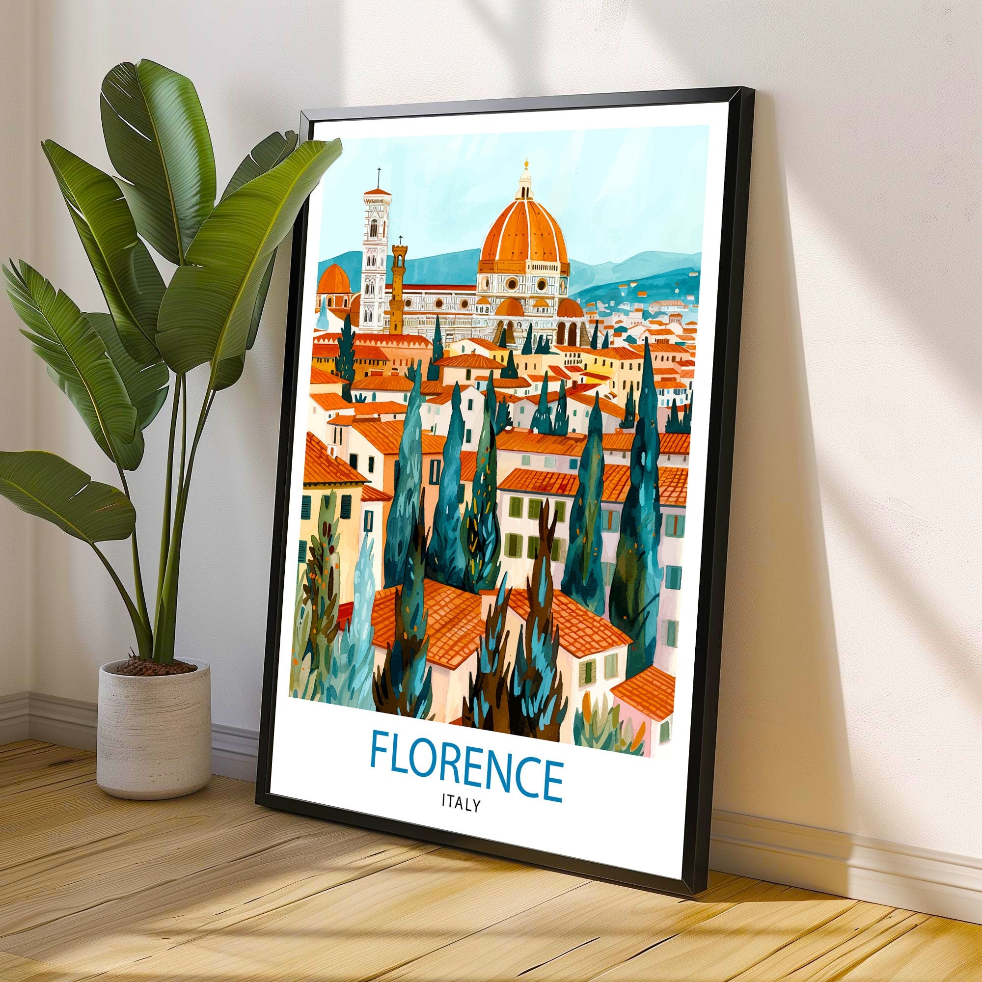 Florence Italy Travel Print Florence Wall Decor Florence Home Living Decor Florence Italy Illustration Travel Poster Gift for Florence