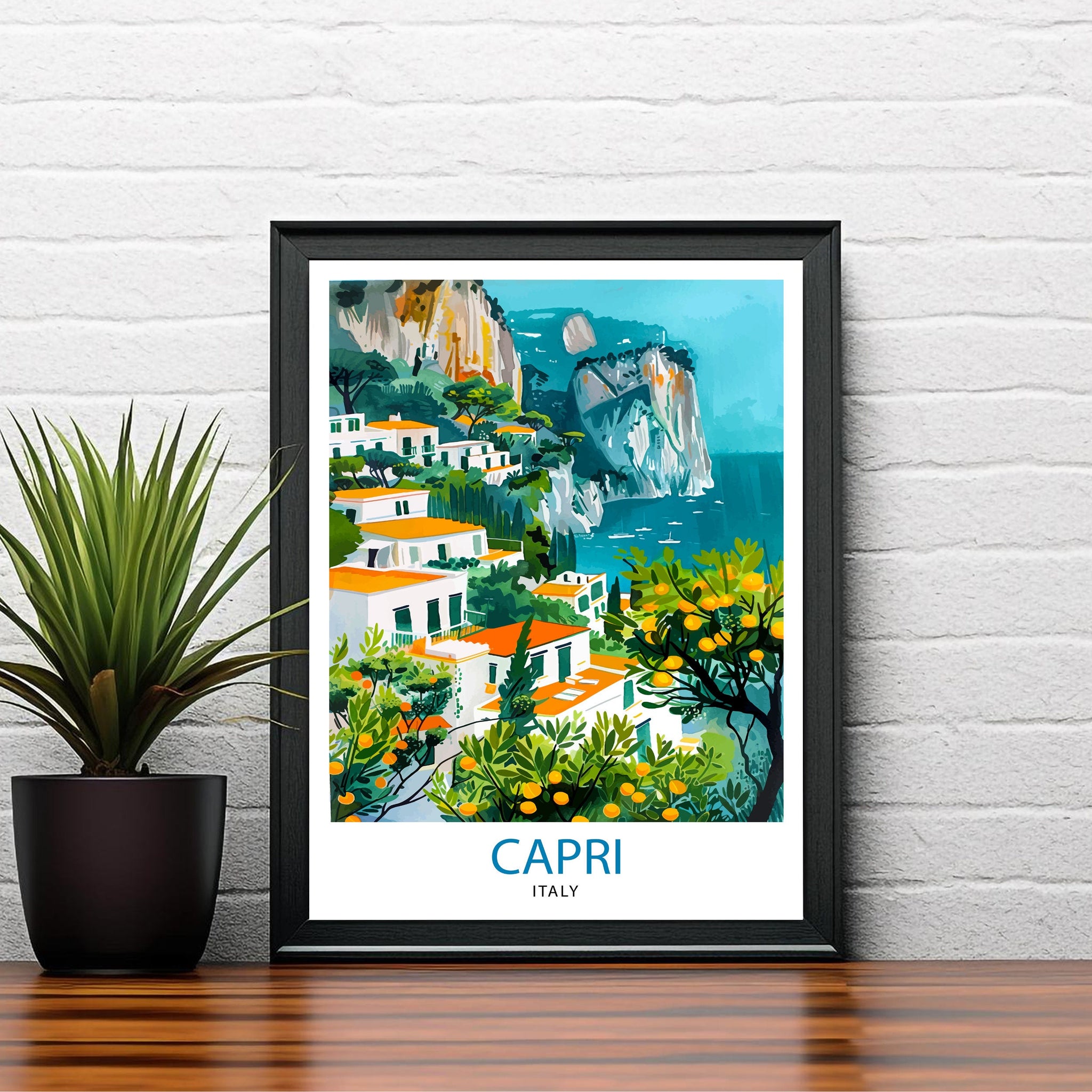 Capri Italy Travel Print Capri Wall Decor Capri Home Living Decor Capri Italy Illustration Travel Poster Gift for Capri Italy Home Decor