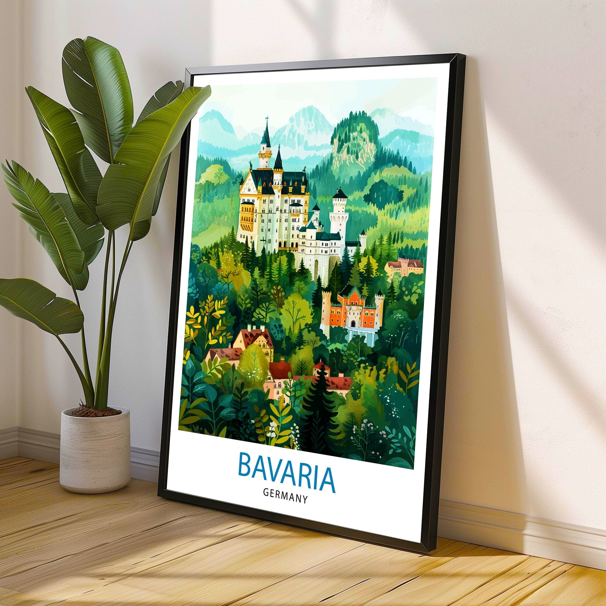 Bavaria Germany Travel Print Bavarian Alps Wall Art Bavaria Home Decor Germany Illustration Travel Poster Bavarian Gift Germany Travel Print