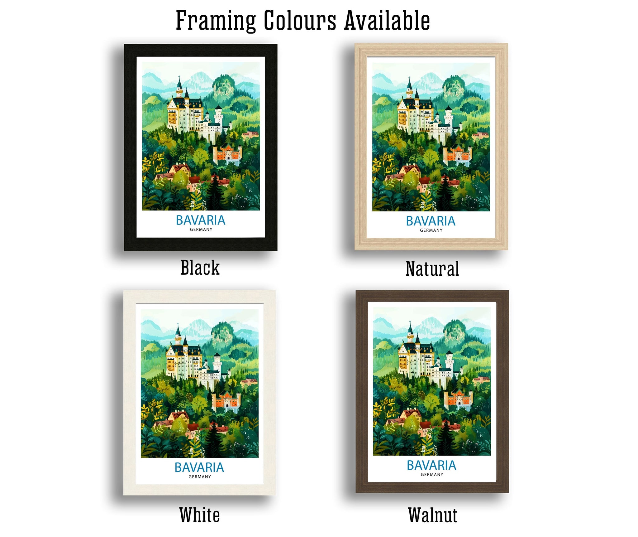 Bavaria Germany Travel Print Bavarian Alps Wall Art Bavaria Home Decor Germany Illustration Travel Poster Bavarian Gift Germany Travel Print