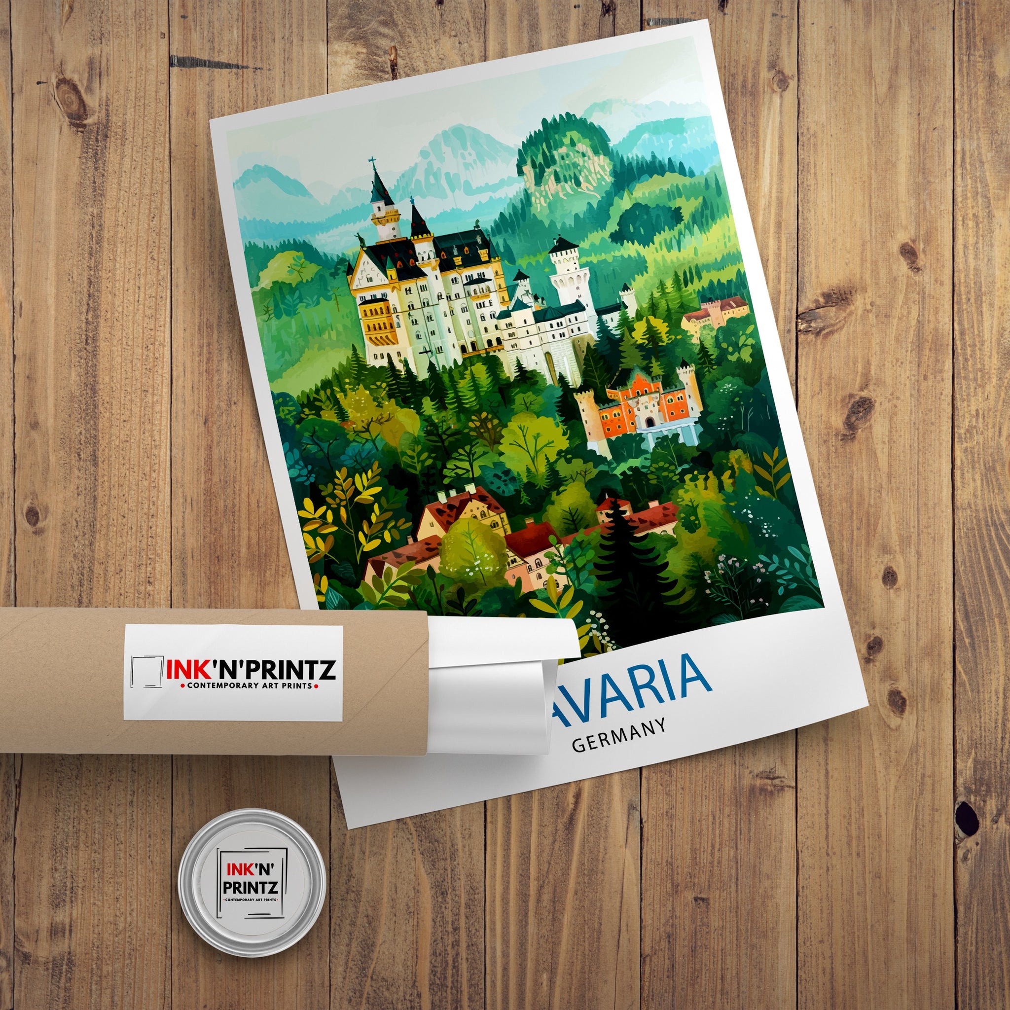 Bavaria Germany Travel Print Bavarian Alps Wall Art Bavaria Home Decor Germany Illustration Travel Poster Bavarian Gift Germany Travel Print