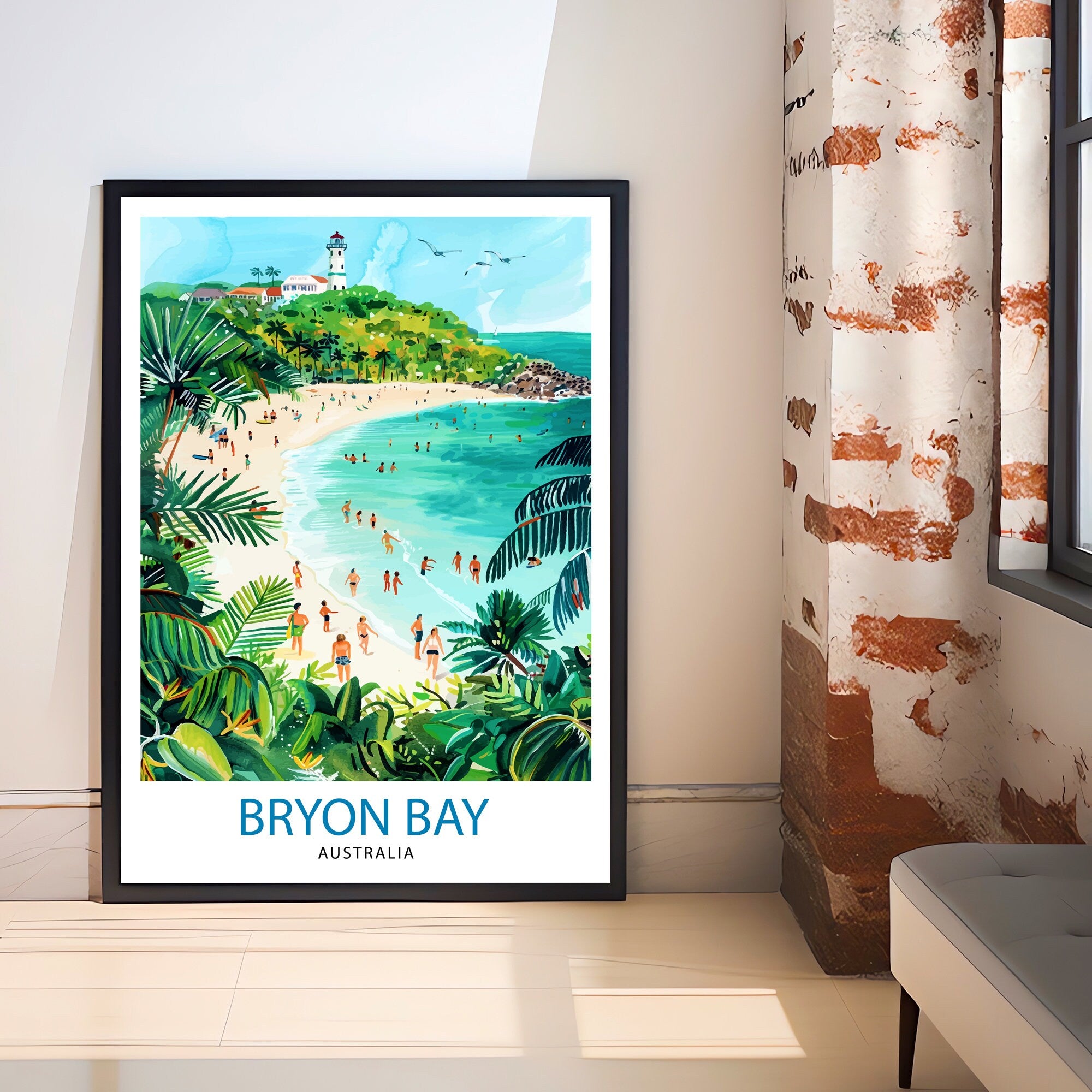 Byron Bay Australia Travel Print Wall Decor Wall Art Byron Bay Wall Hanging Home Décor Byron Bay Gift Art Lovers Australian Art Lover Gift