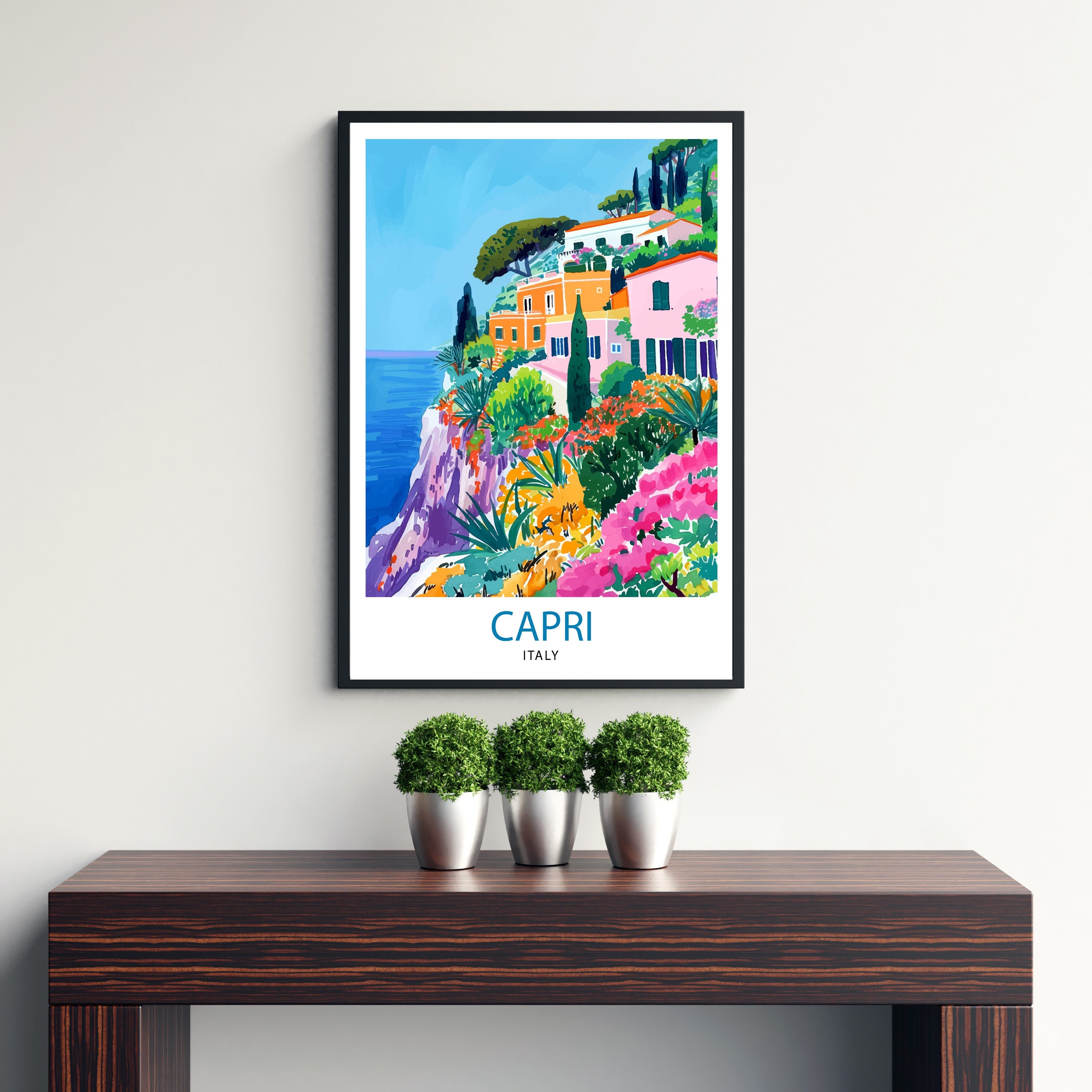 Capri Italy Travel Print Capri Wall Decor Capri Home Living Decor Capri Italy Illustration Travel Poster Gift for Capri Italy Home Decor