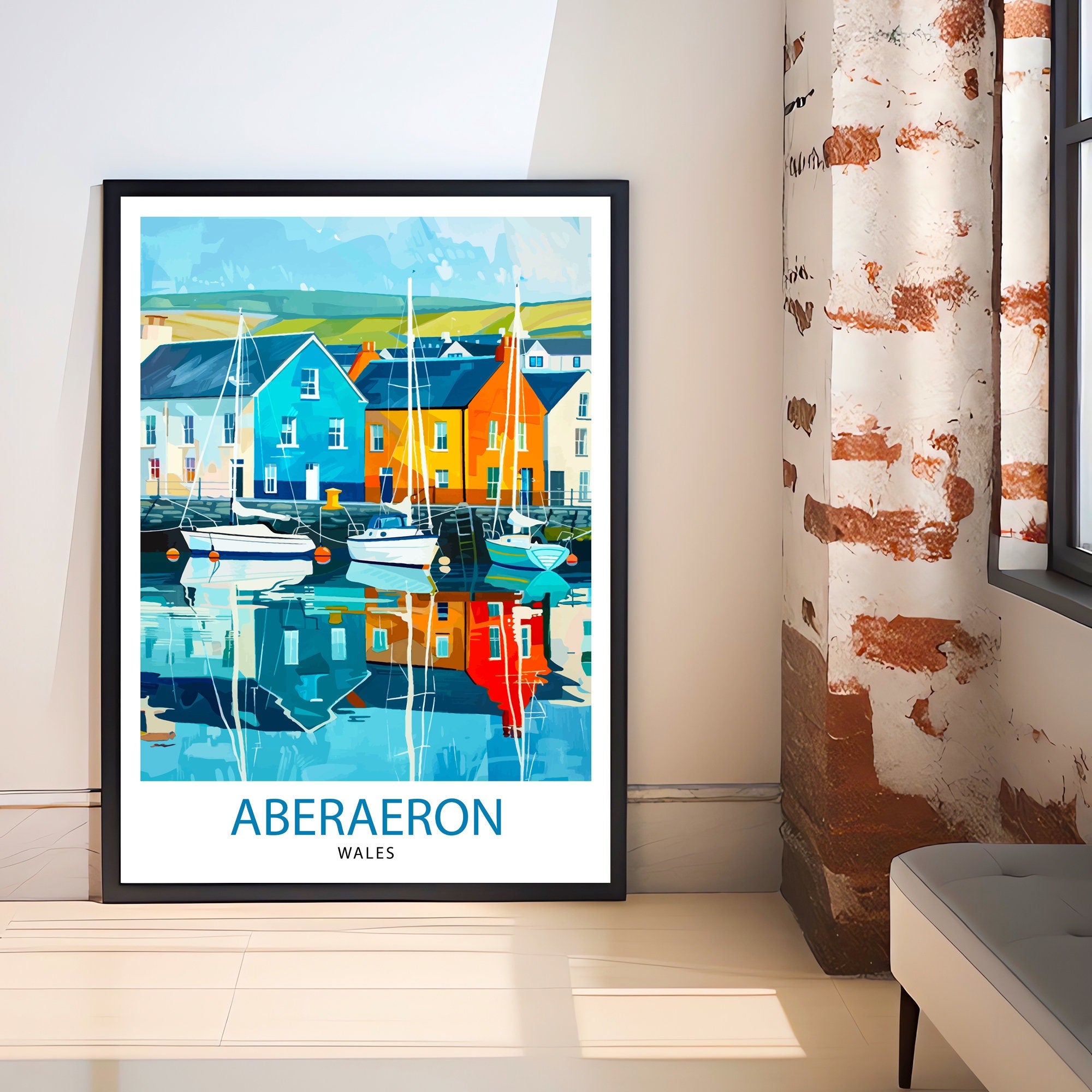 Aberaeron Wales Travel Poster