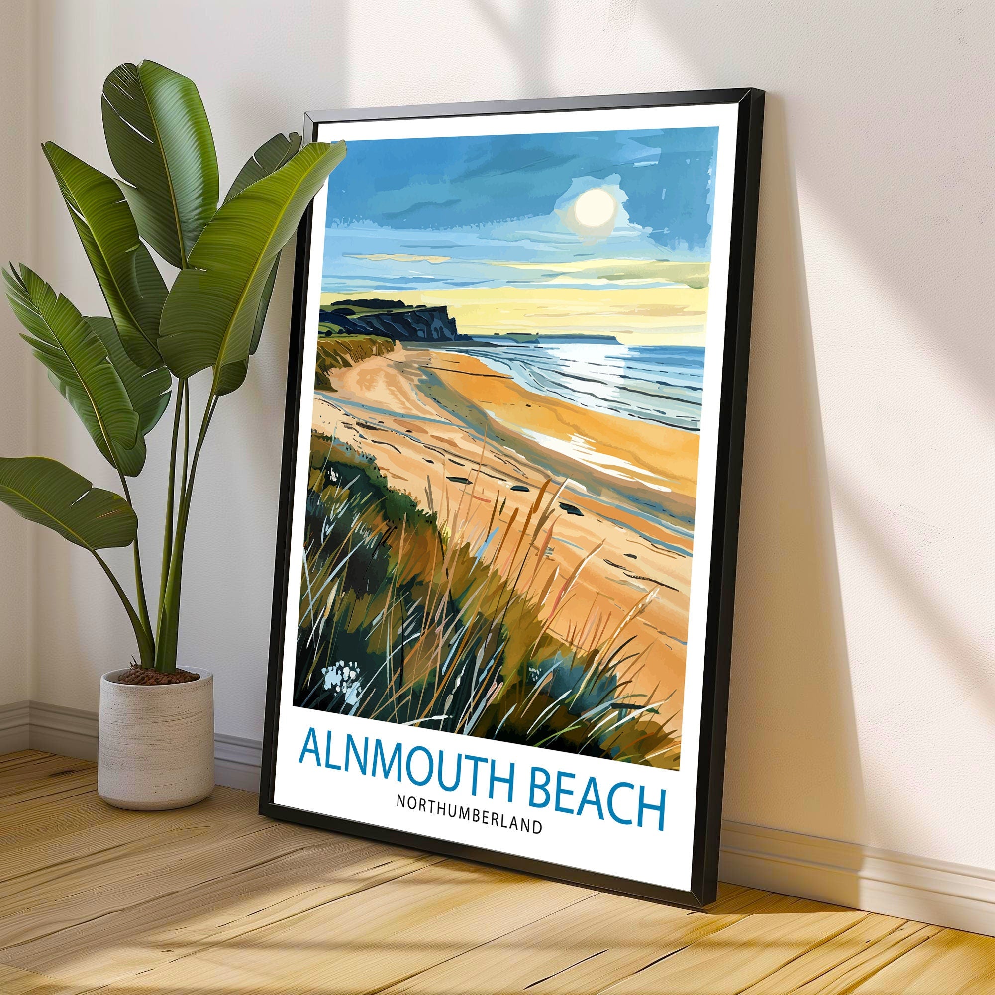 Alnmouth Beach Northumberland Travel Poster