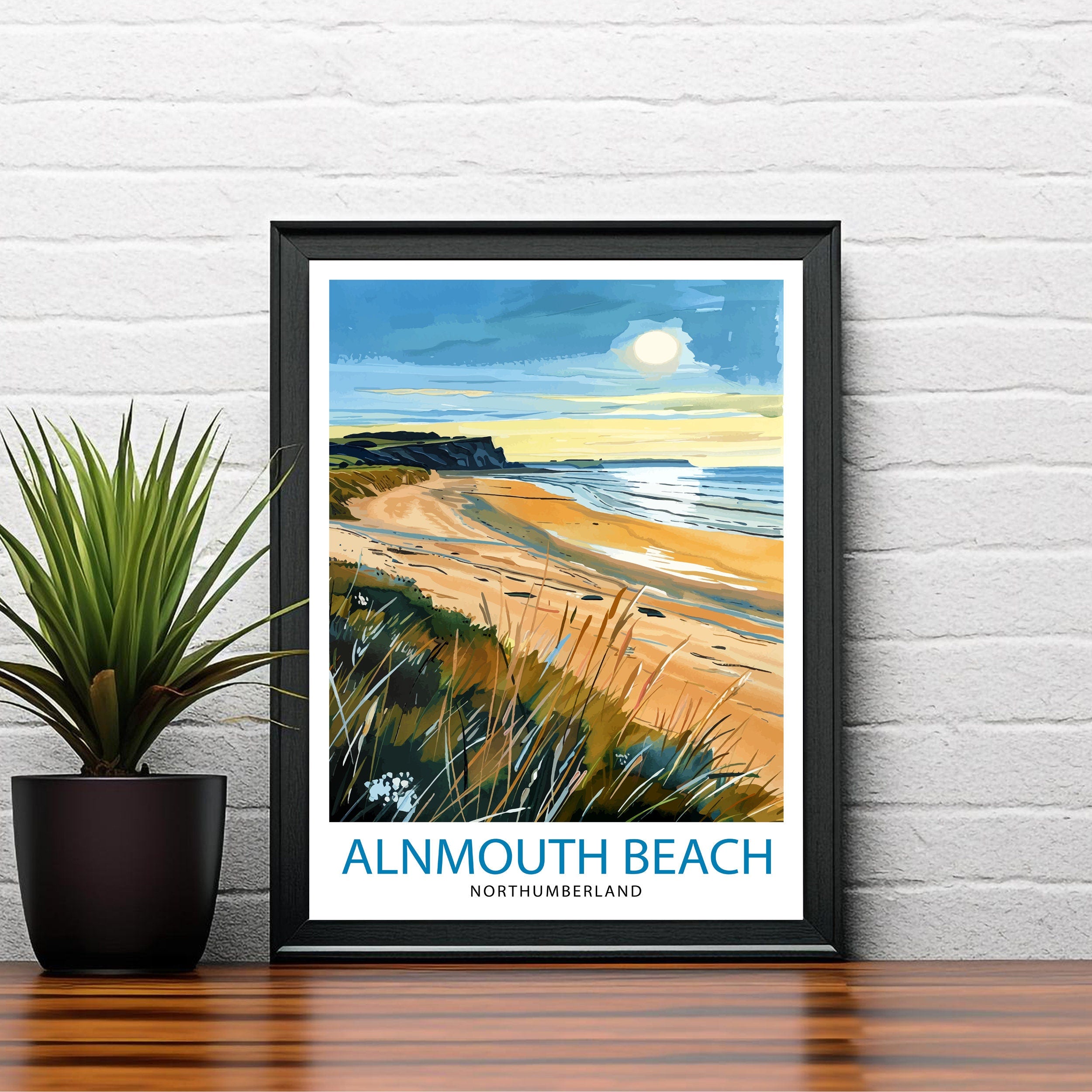 Alnmouth Beach Northumberland Travel Poster