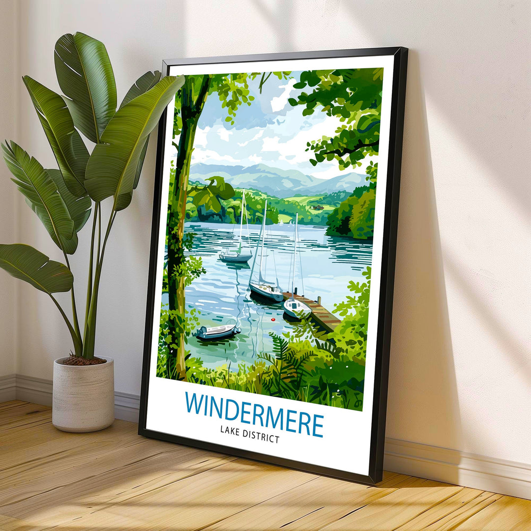 Lake Windermere Lake District Travel Print Wall Decor Wall Art Lake Windermere Wall Hanging Home Décor Lake Windermere Gift Art Lovers UK