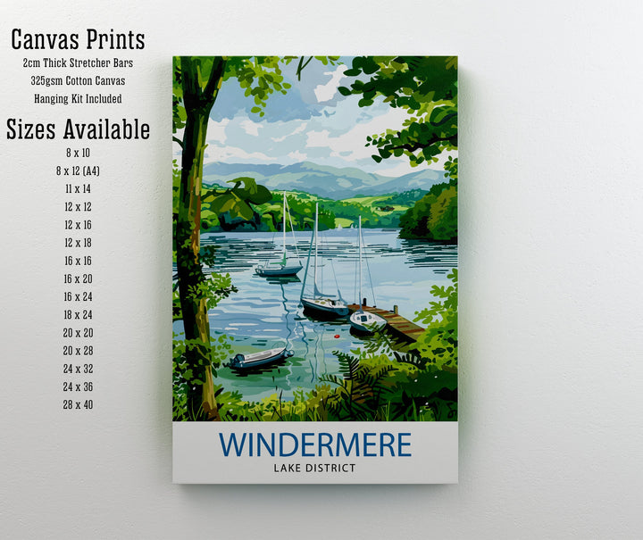 Lake Windermere Lake District Travel Print Wall Decor Wall Art Lake Windermere Wall Hanging Home Décor Lake Windermere Gift Art Lovers UK