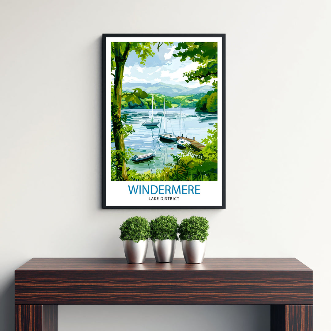 Lake Windermere Lake District Travel Print Wall Decor Wall Art Lake Windermere Wall Hanging Home Décor Lake Windermere Gift Art Lovers UK