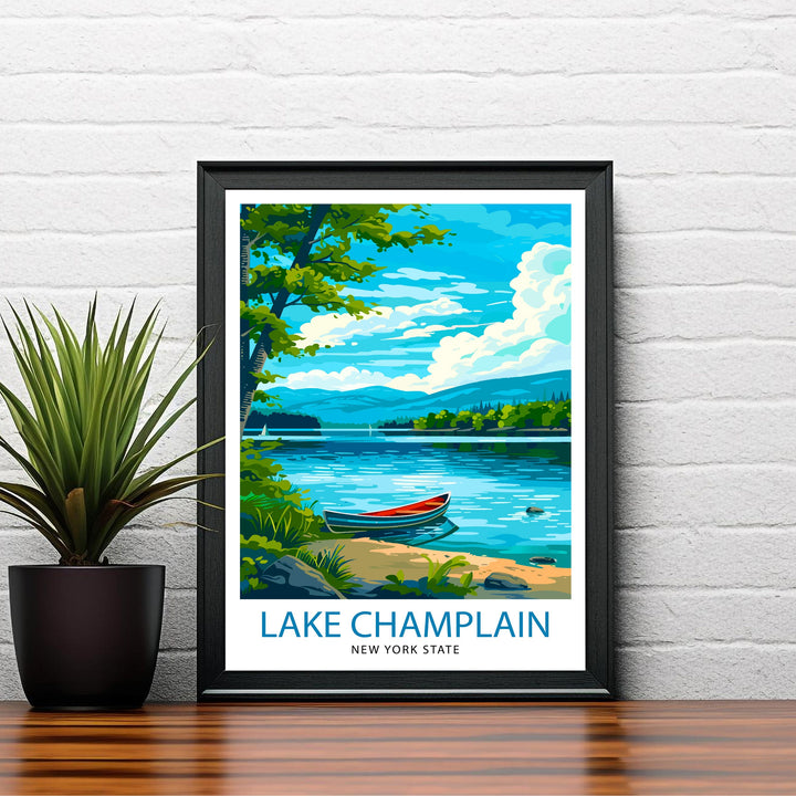 Lake Champlain Travel Print Wall Decor Wall Art Lake Champlain Wall Hanging Home Décor Lake Champlain Gift Art Lovers North American