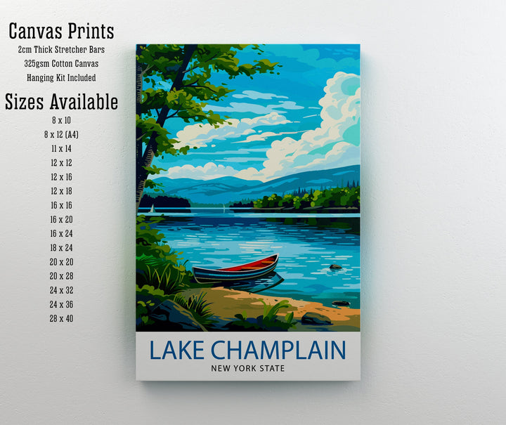 Lake Champlain Travel Print Wall Decor Wall Art Lake Champlain Wall Hanging Home Décor Lake Champlain Gift Art Lovers North American