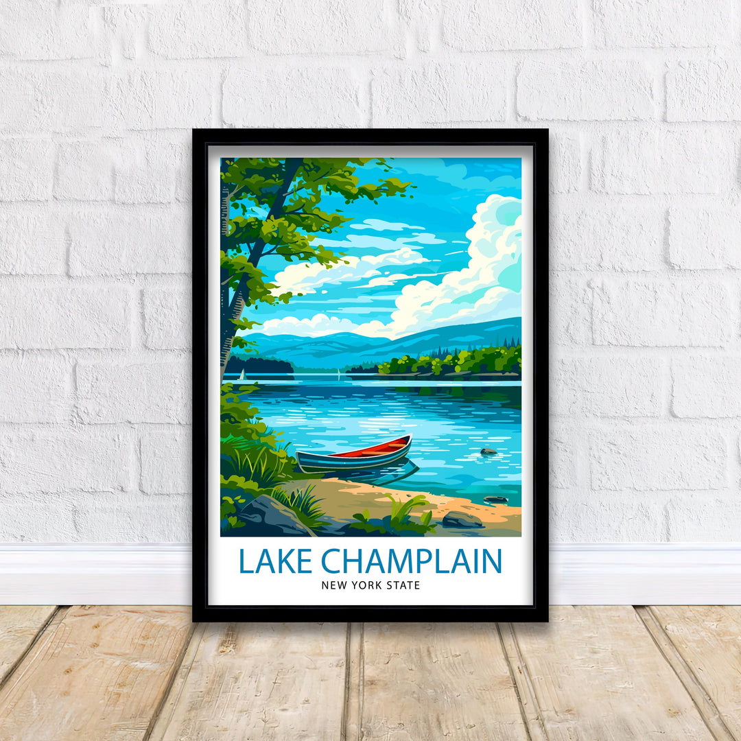 Lake Champlain Travel Print Wall Decor Wall Art Lake Champlain Wall Hanging Home Décor Lake Champlain Gift Art Lovers North American