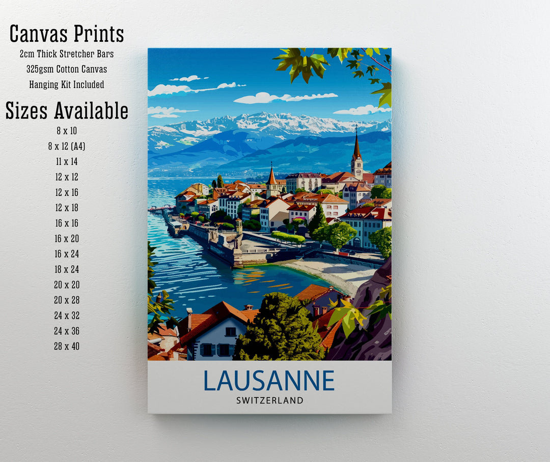 Lausanne Switzerland Travel Print Wall Decor Wall Art Lausanne Wall Hanging Home Décor Lausanne Gift Art Lovers Swiss Art Lover Gift