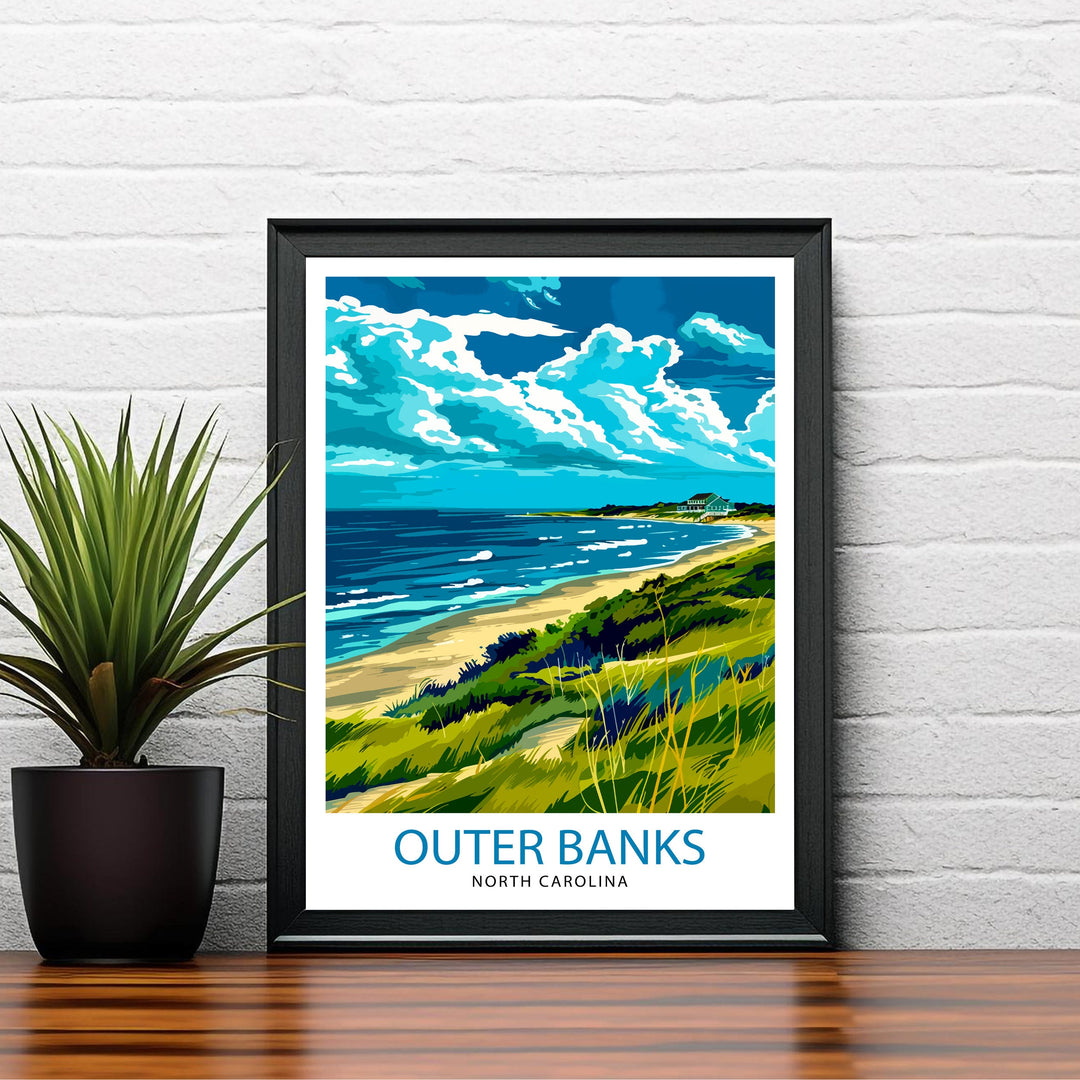 Outer Banks North Carolina Travel Print Wall Decor Wall Art Outer Banks Wall Hanging Home Décor OBX Gift Art Lovers North Carolina Art