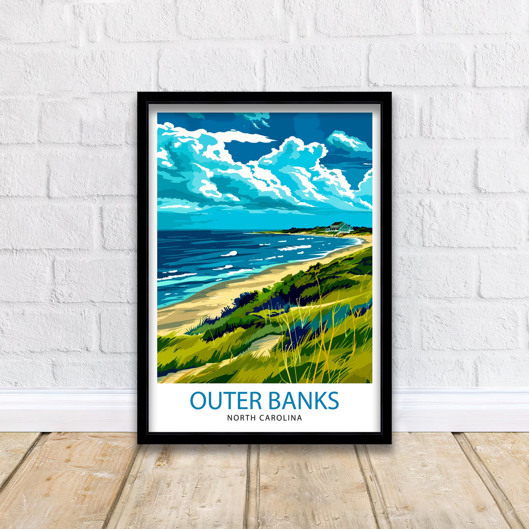 Outer Banks North Carolina Travel Print Wall Decor Wall Art Outer Banks Wall Hanging Home Décor OBX Gift Art Lovers North Carolina Art