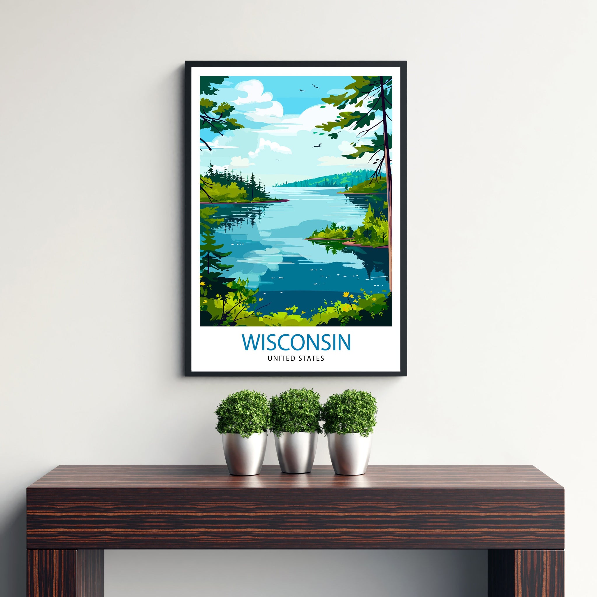 Wisconsin Travel Print Wall Decor Wall Art Wisconsin Wall Hanging Home Décor Wisconsin Gift Art Lovers USA Art Lover Gift Print